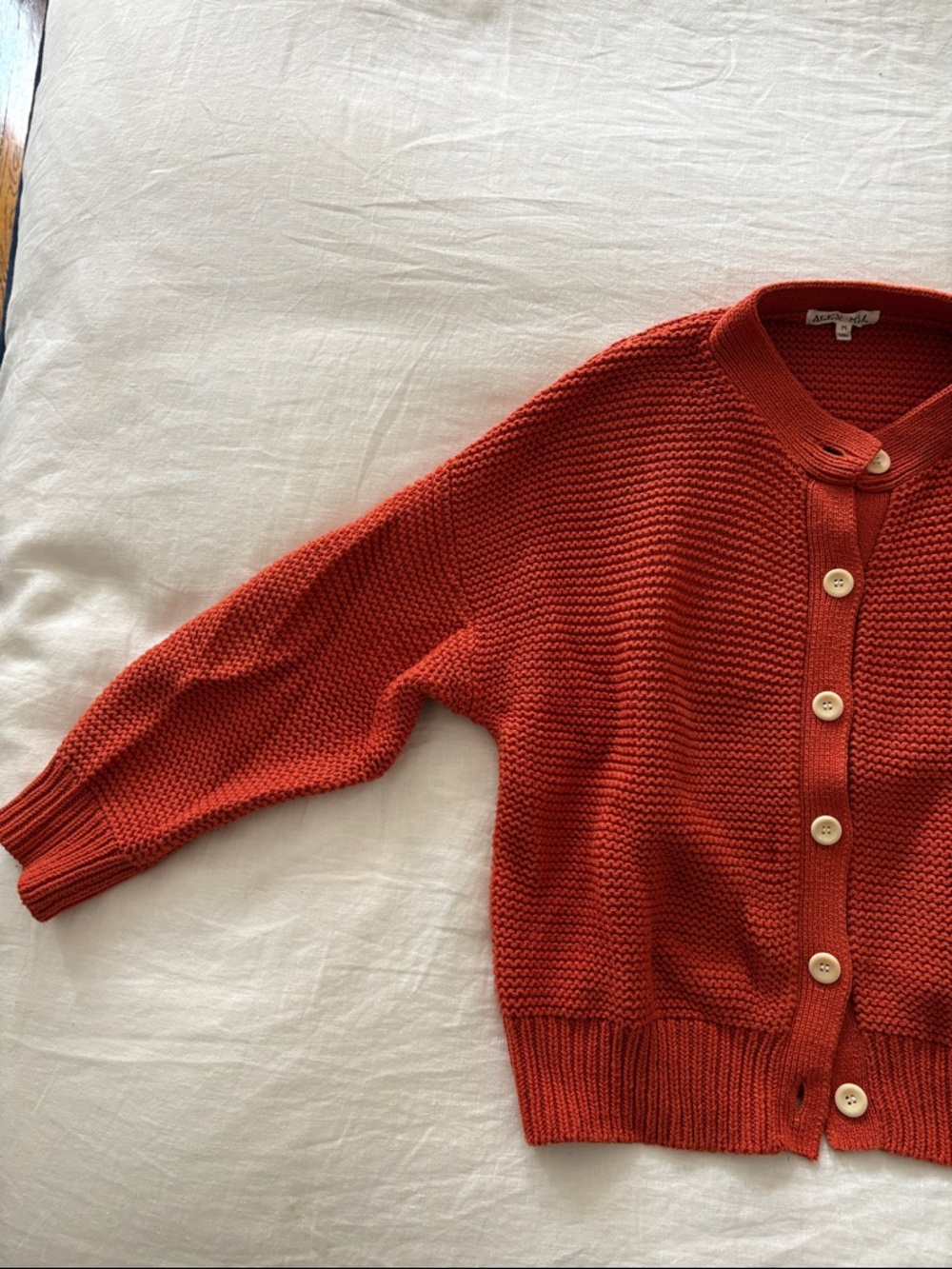 Alex Mill Chunky Knit Button-Up Cardigan in Burnt Orange - Picture 6 of 7